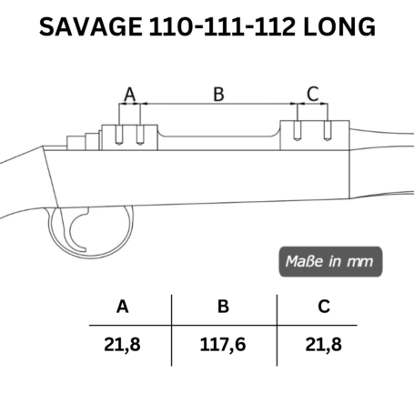 Savage 110-111-112 Long Lochabstände der Picatinny-Stahl-Schiene
