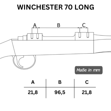 Winchester 70 Long Lochabstände der Picatinny-Stahl-Schiene