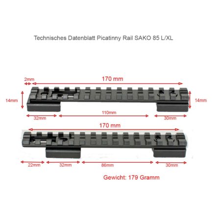Picatinny Schiene SAKO 85 L/XL technische Details