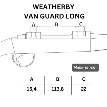 Weatherby Van Guard Long Lochabstände der Picatinny-Stahl-Schiene