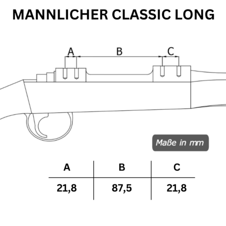 Mannlicher Classic Long Lochabstände der Picatinny-Stahl-Schiene