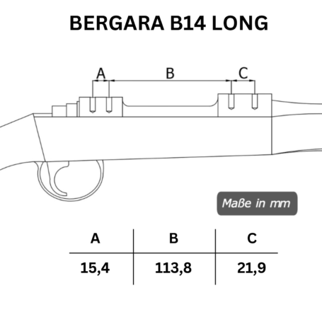 Lochabstände der Picatinny Schiene Bergara B14 Long